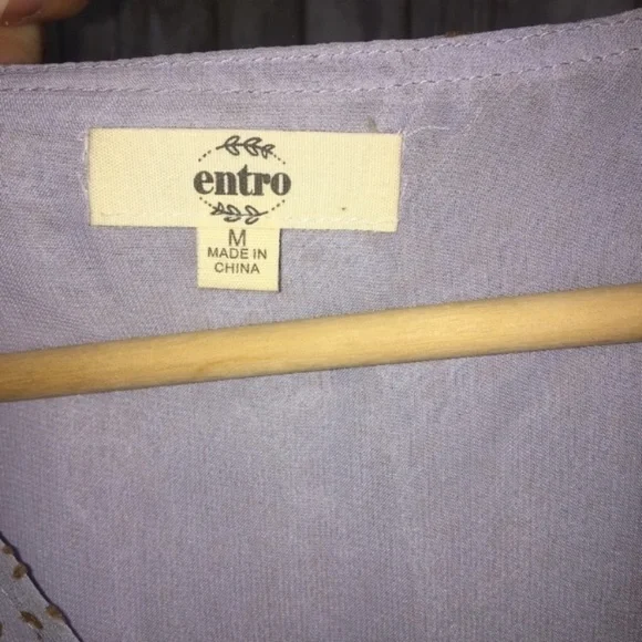 Entro Mauve Purple Leopard Drop Waist Blouse - Picture 5 of 6